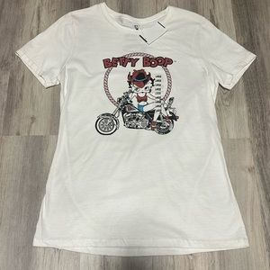 NWT Betty Boop Large Cowgirl Motorcycle Biker Girl Pinup Tee Shirt